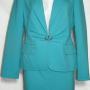 ANNE KLEIN Aqua Beaded Button Skirt Suit Set sz 8P