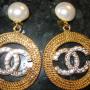 Authentic Dangle Chanel earings  with crystal CC's and Pearl